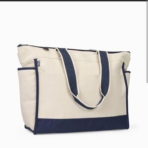 Thirty-One Warm NAVY blue Canvas Boat Tote